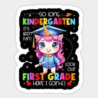 Unicorn So Long Kindergarten Graduation Last Day Of School Sticker